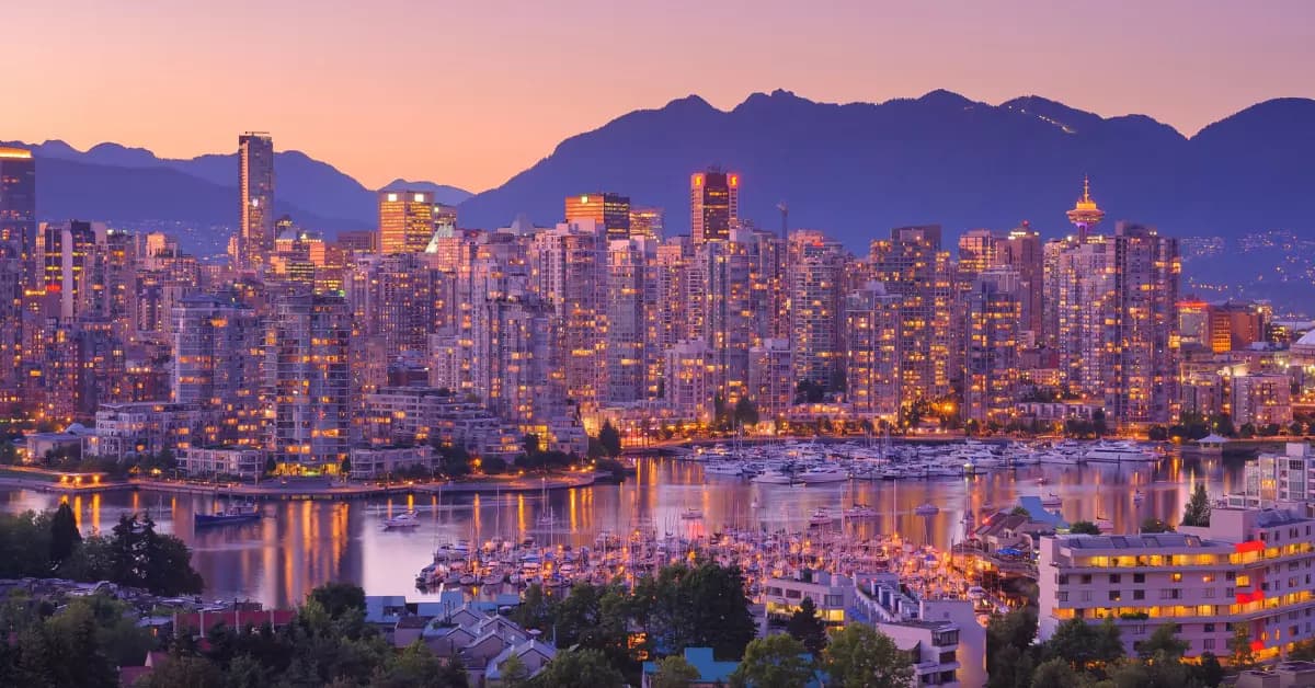 Vancouver, BC skyline at dusk — Bluestone is based here