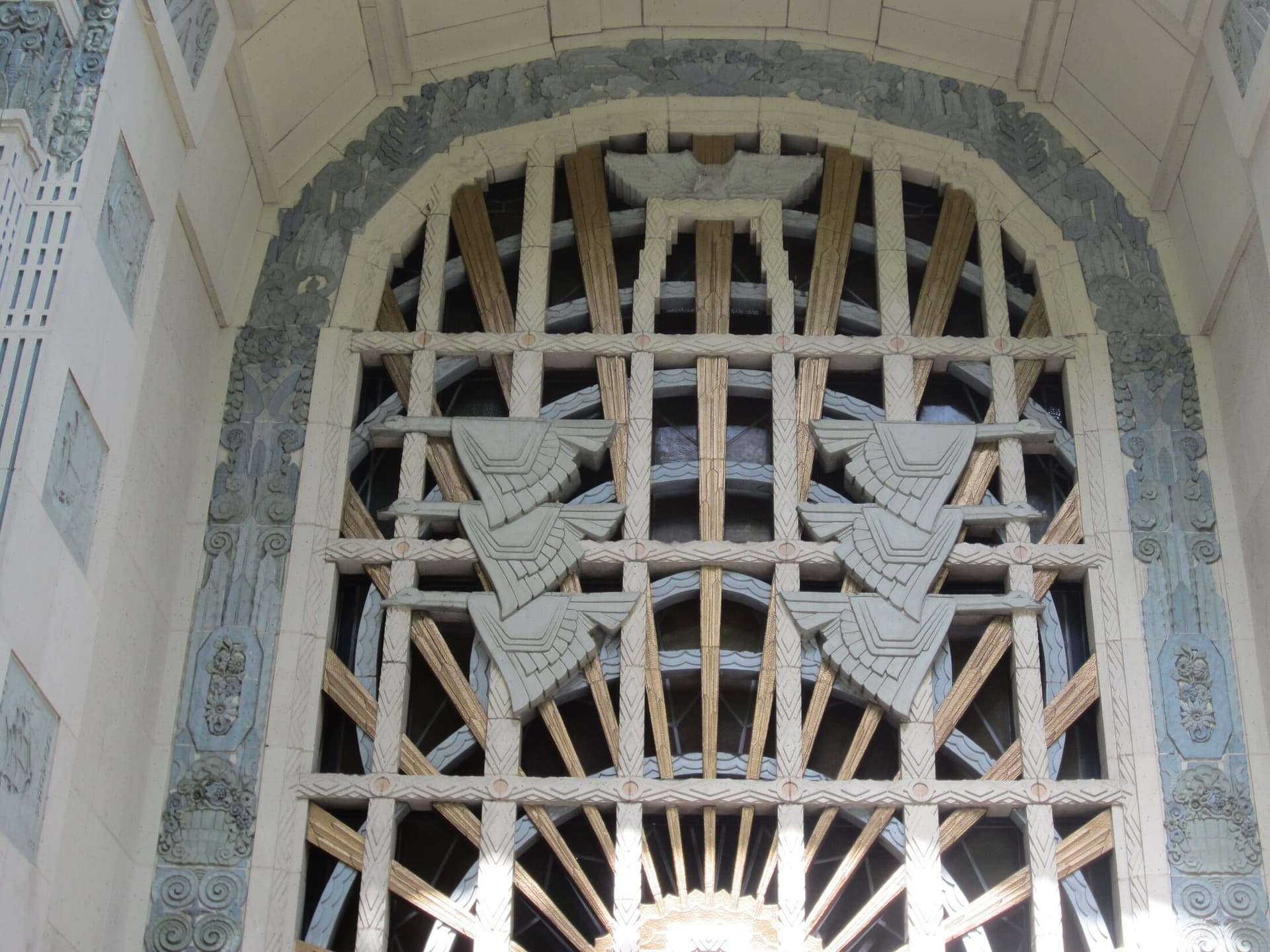 The Art Deco entrance arch of the Marine Building in downtown Vancouver.