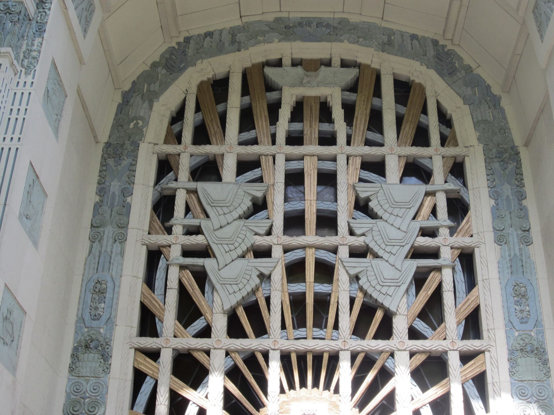 The Art Deco entrance arch of the Marine Building in downtown Vancouver.
